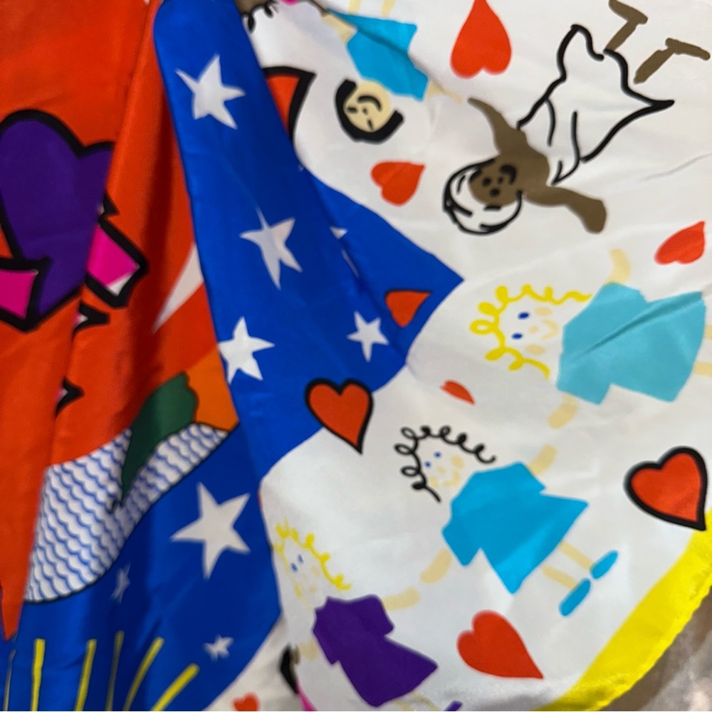 Escada Silk Scarf LOVE 34” Square Children Around the Globe Vintage Italy ESCADA - Picture 4 of 6